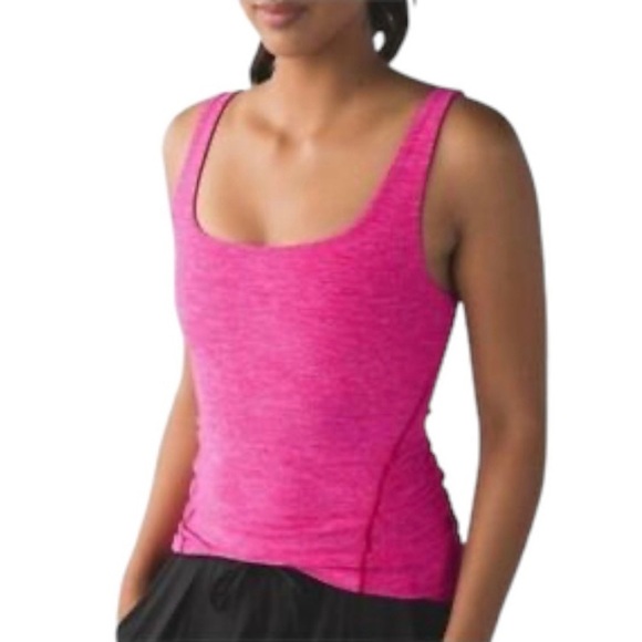 Lululemon Tank Top Women's Size 2 US Pink Heathered Amala Shelf Bra Yoga Workout - Picture 4 of 9